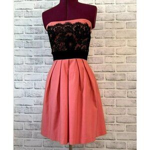 Mystic Strapless Lace Front Pleated Skirt Cocktail Party Dress size M